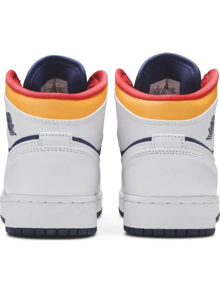 Кроссовки Air Jordan 1 Mid GS White Deep Royal Blue — изображение 6 из 8, белый