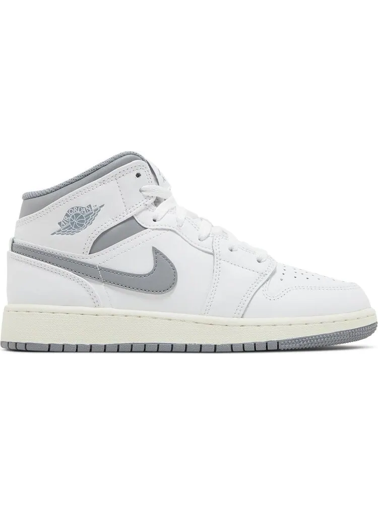 Кроссовки Air Jordan 1 Mid GS Neutral Grey — изображение 1 из 8, белый