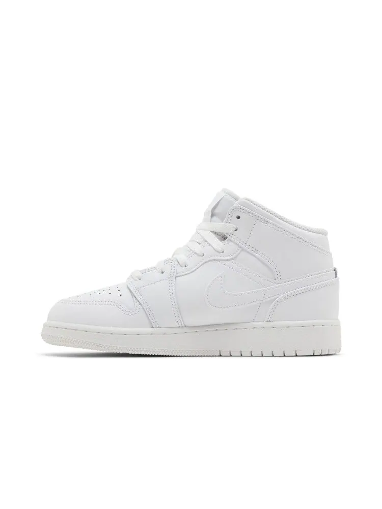 Кроссовки Air Jordan Air Jordan 1 Mid GS 'Triple White' 2023 — изображение 4 из 9, белый/белый/белый