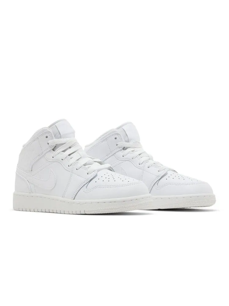 Кроссовки Air Jordan Air Jordan 1 Mid GS 'Triple White' 2023 — изображение 9 из 9, белый/белый/белый