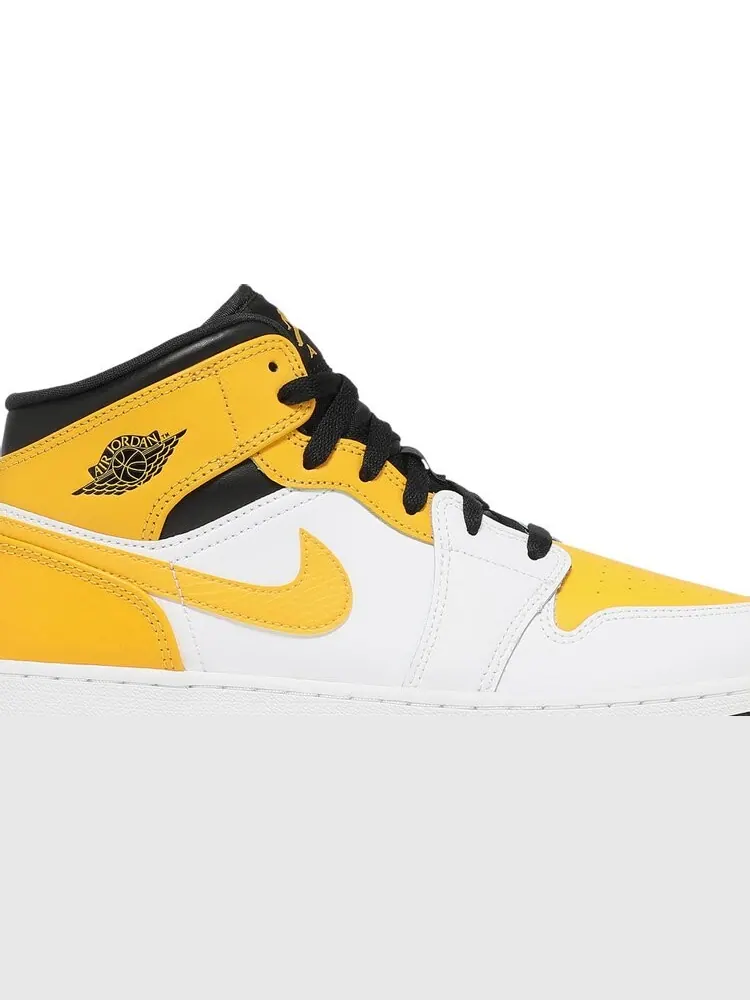 Кроссовки Air Jordan 1 Mid GS University — изображение 2 из 8, белый желтый