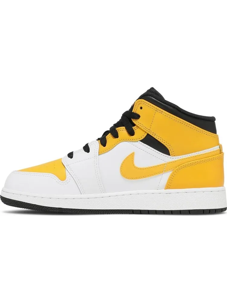 Кроссовки Air Jordan 1 Mid GS University — изображение 3 из 8, белый желтый