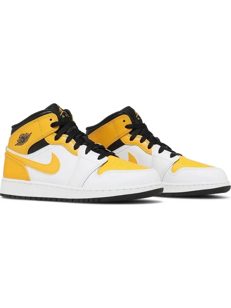 Кроссовки Air Jordan 1 Mid GS University — изображение 8 из 8, белый желтый