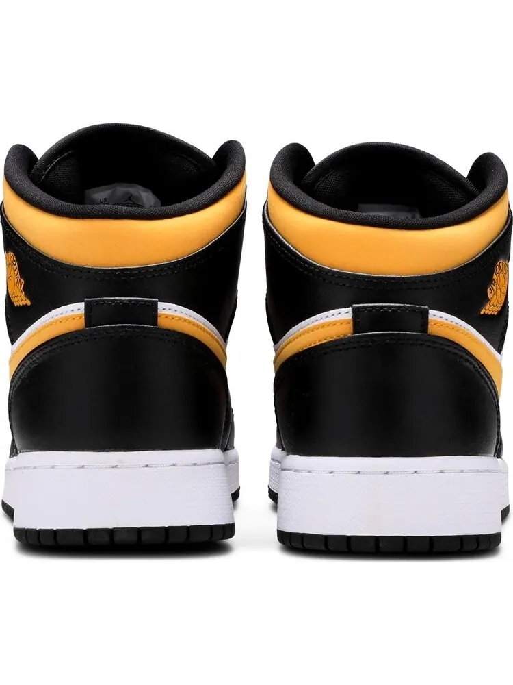Кроссовки Air Jordan 1 Mid GS Black University Gold — изображение 6 из 8, белый