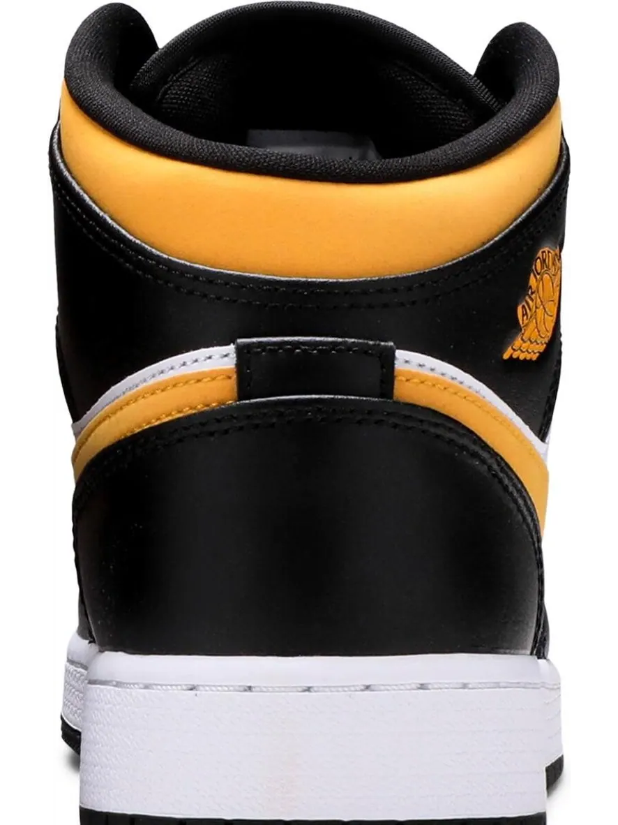 Кроссовки Air Jordan 1 Mid GS Black University Gold — изображение 7 из 8, белый