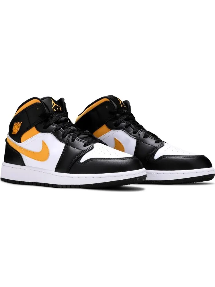 Кроссовки Air Jordan 1 Mid GS Black University Gold — изображение 8 из 8, белый