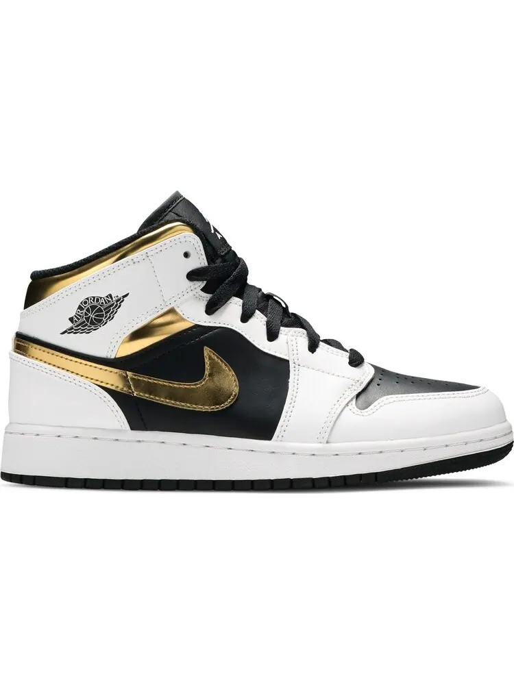Кроссовки Air Jordan 1 Mid GS White Gold — изображение 1 из 8, белый