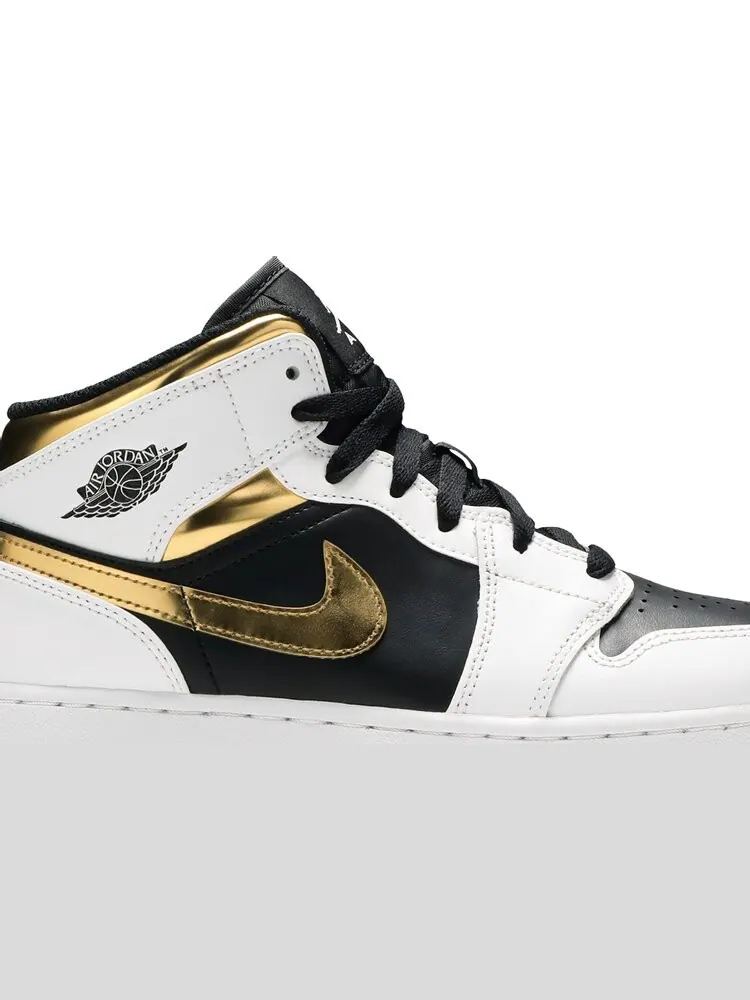 Кроссовки Air Jordan 1 Mid GS White Gold — изображение 2 из 8, белый
