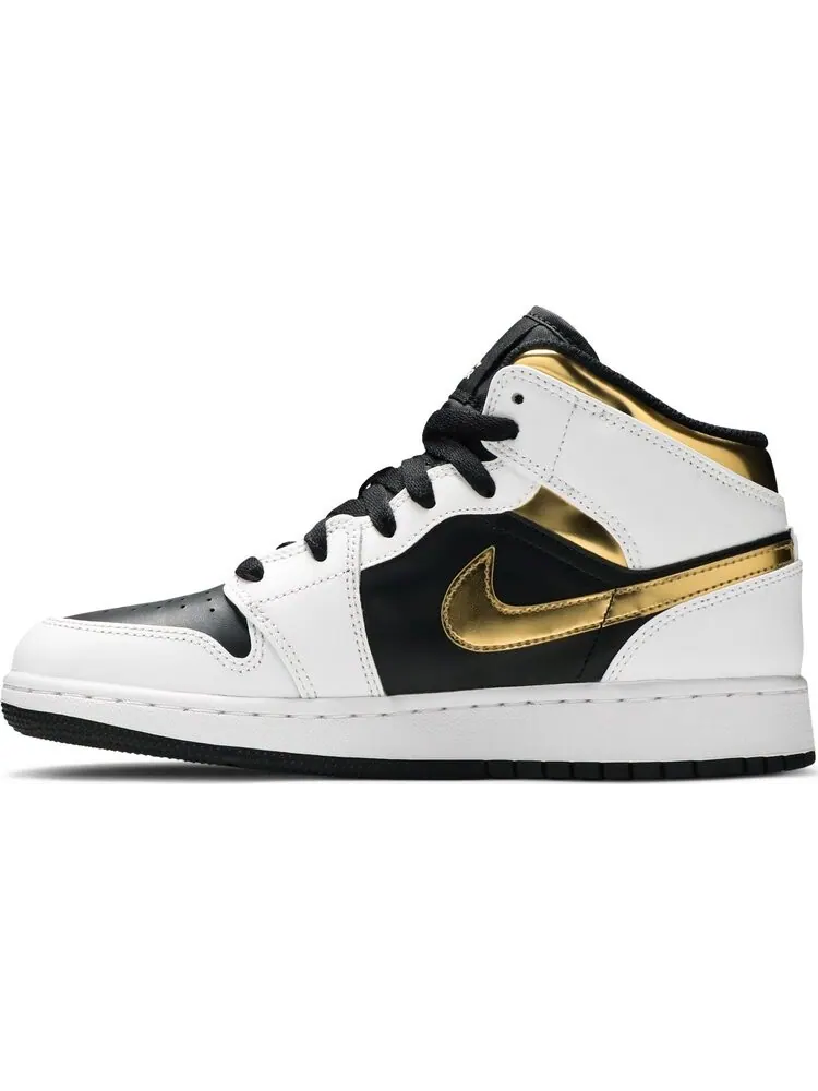 Кроссовки Air Jordan 1 Mid GS White Gold — изображение 3 из 8, белый
