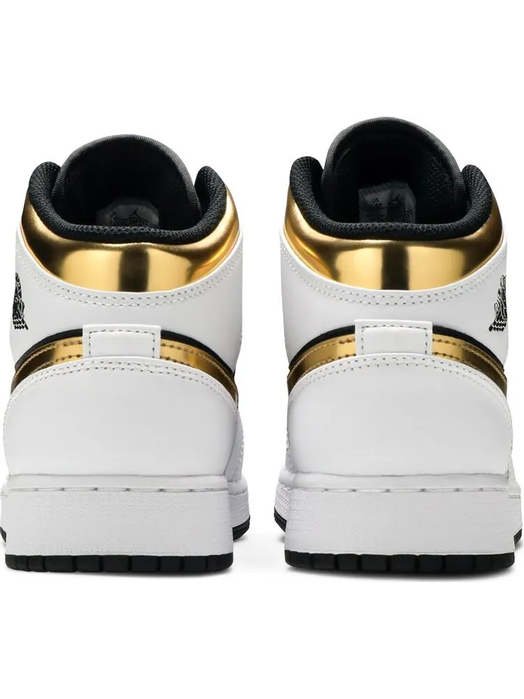 Кроссовки Air Jordan 1 Mid GS White Gold — изображение 6 из 8, белый
