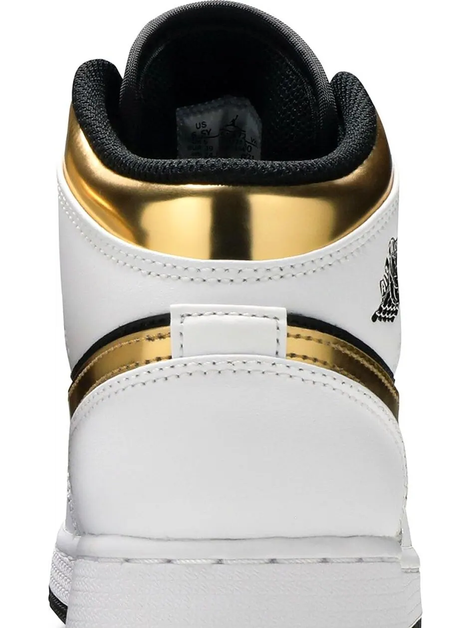 Кроссовки Air Jordan 1 Mid GS White Gold — изображение 7 из 8, белый