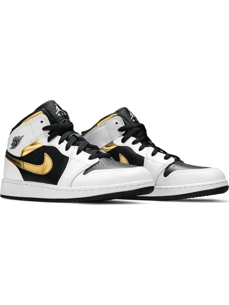 Кроссовки Air Jordan 1 Mid GS White Gold — изображение 8 из 8, белый