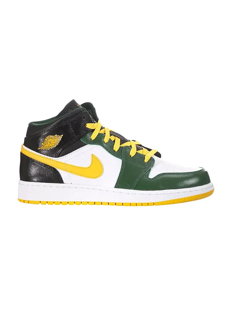 Кроссовки Air Jordan 1 Mid GS 'Gorge Green Gold' — изображение 1 из 1, зеленый