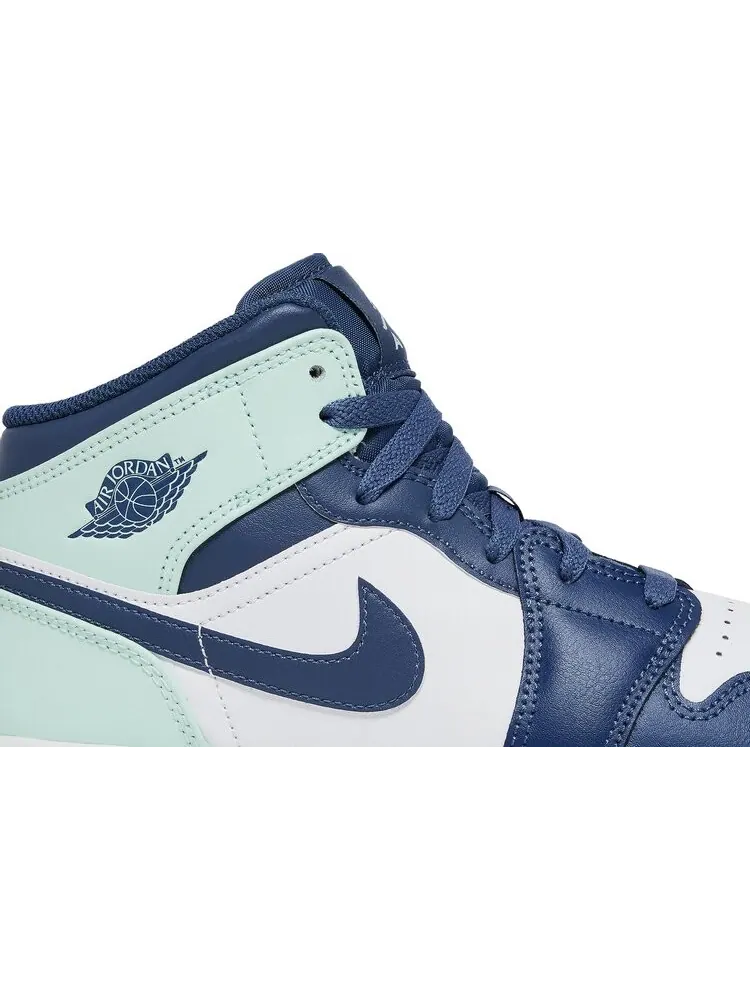 Кроссовки Air Jordan 1 Mid GS Blue Mint — изображение 2 из 8, синий