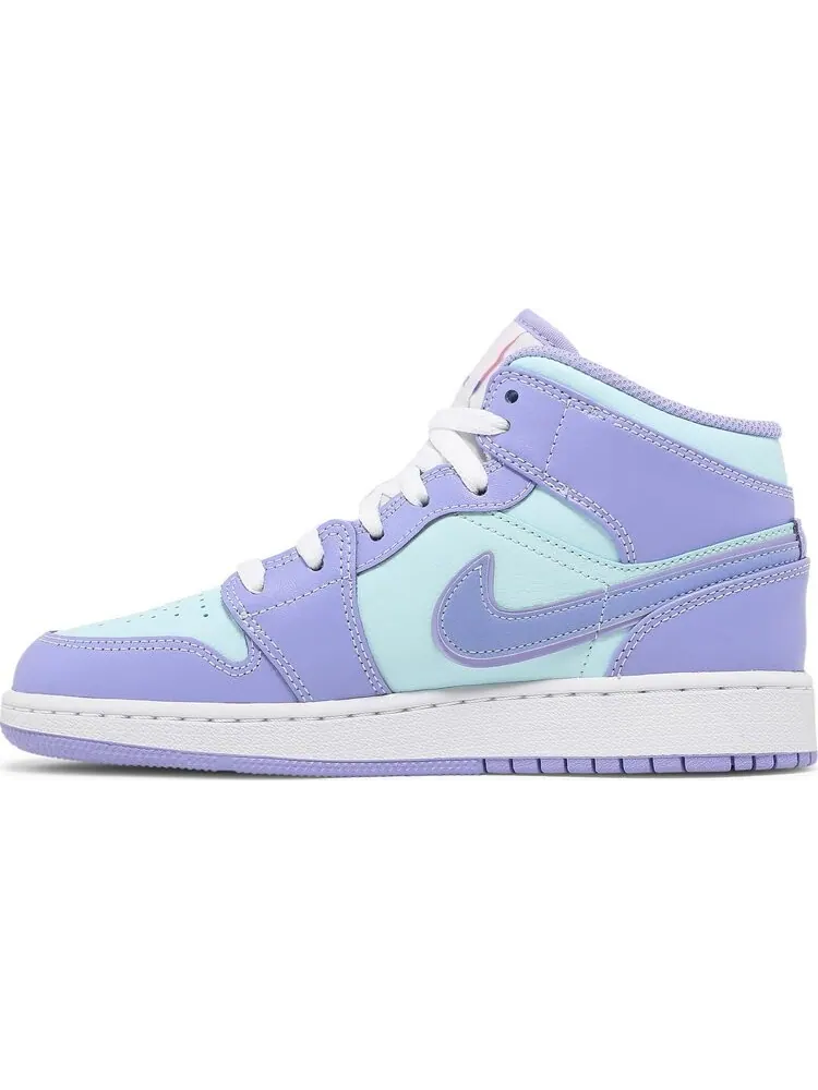 Кроссовки Air Jordan 1 Mid GS Purple Pulse — изображение 2 из 7, фиолетовый