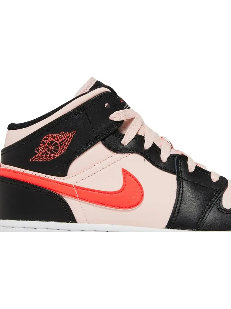 Кроссовки Air Jordan 1 Mid GS Black Pink Crimson — изображение 2 из 8, розовый