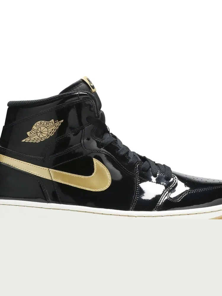 Кроссовки Air Jordan 1 Retro High OG Black Gold PL — изображение 2 из 8, черный