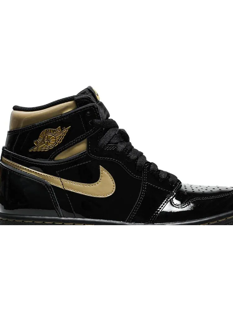 Кроссовки Air Jordan 1 Retro High OG Black Metallic Gold — изображение 2 из 8, черный