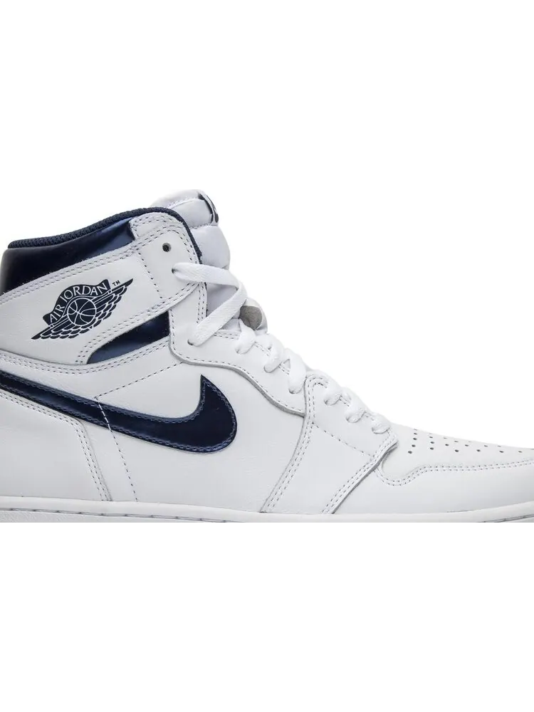 Кроссовки Air Jordan 1 Retro High OG Metallic Navy — изображение 2 из 8, белый