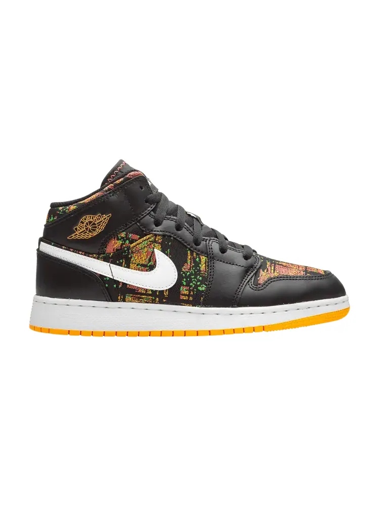 Кроссовки Air Jordan Air Jordan 1 Mid GS 'Black Laser Orange' — изображение 1 из 1, черный/белый/оранжевый