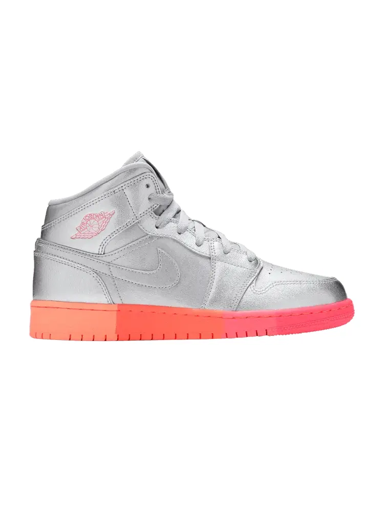 Кроссовки Air Jordan Air Jordan 1 Mid GS 'Metallic Silver Pink Crimson' — изображение 1 из 9