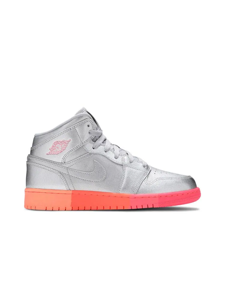 Кроссовки Air Jordan Air Jordan 1 Mid GS 'Metallic Silver Pink Crimson' — изображение 2 из 9