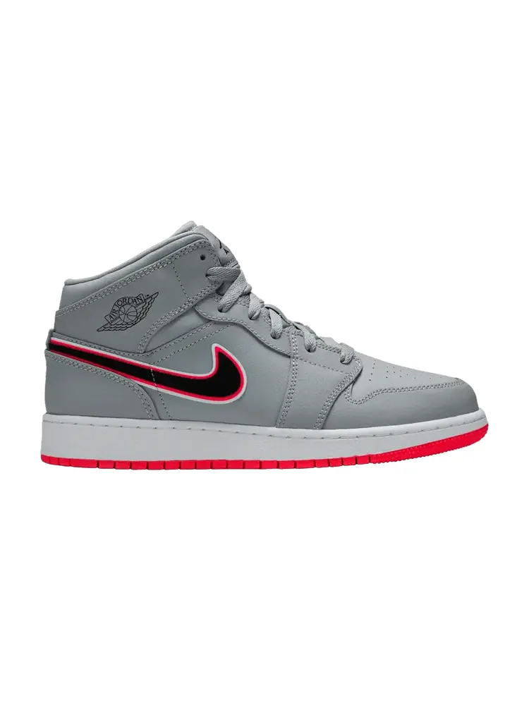 Кроссовки Air Jordan Air Jordan 1 Mid GS 'Wolf Grey Pink' — изображение 1 из 9, серый/розовый/черный