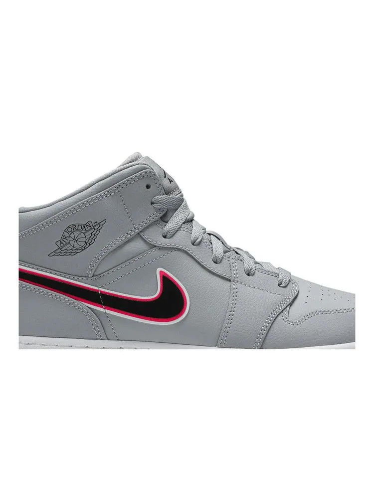 Кроссовки Air Jordan Air Jordan 1 Mid GS 'Wolf Grey Pink' — изображение 3 из 9, серый/розовый/черный