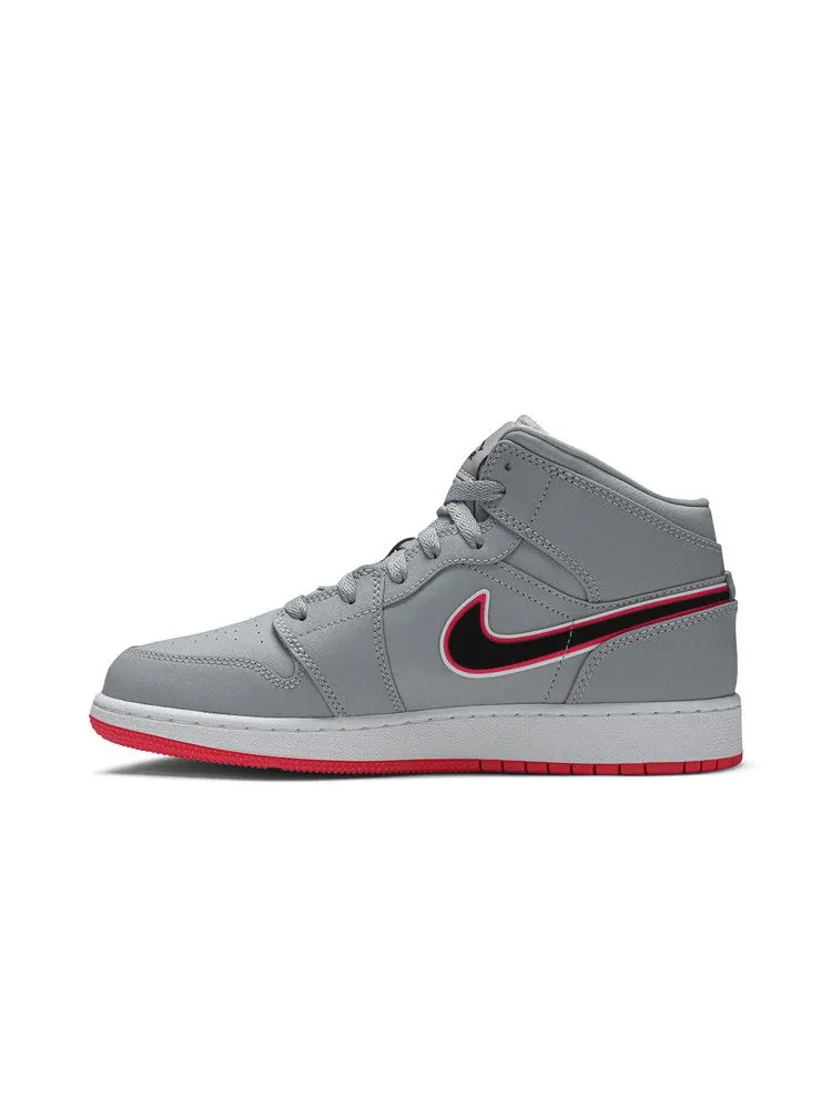 Кроссовки Air Jordan Air Jordan 1 Mid GS 'Wolf Grey Pink' — изображение 4 из 9, серый/розовый/черный