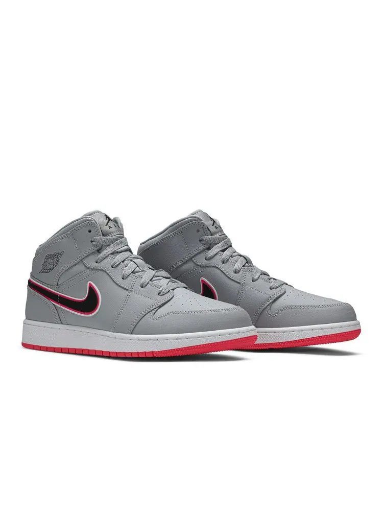 Кроссовки Air Jordan Air Jordan 1 Mid GS 'Wolf Grey Pink' — изображение 9 из 9, серый/розовый/черный