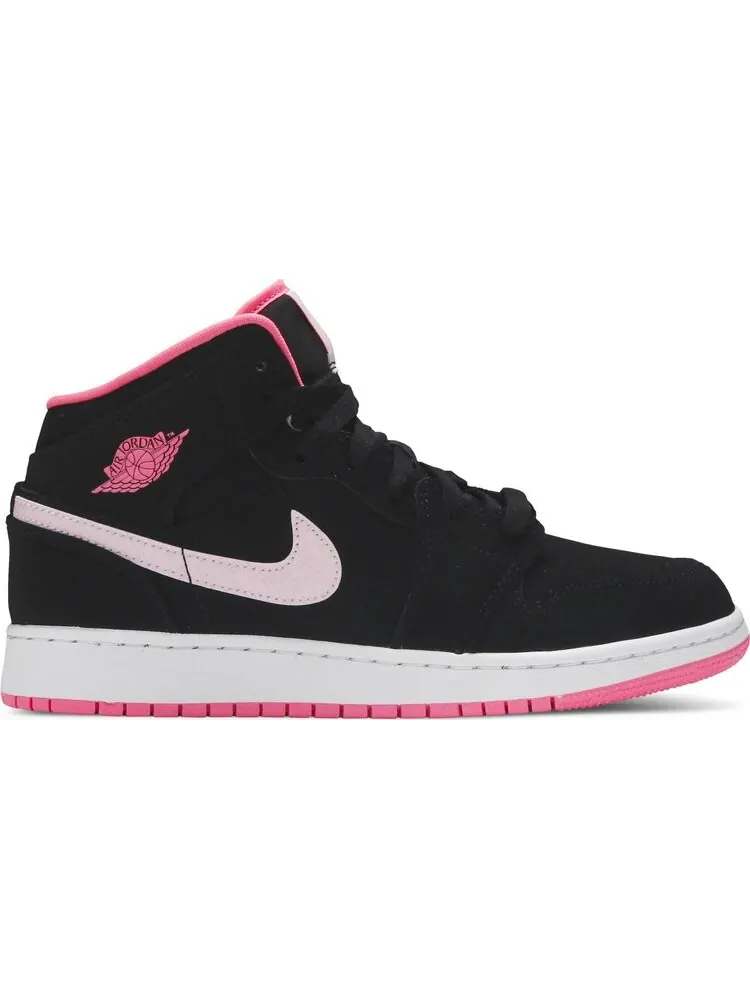 Кроссовки Air Jordan 1 Mid GS Black Digital Pink — изображение 1 из 8, черный