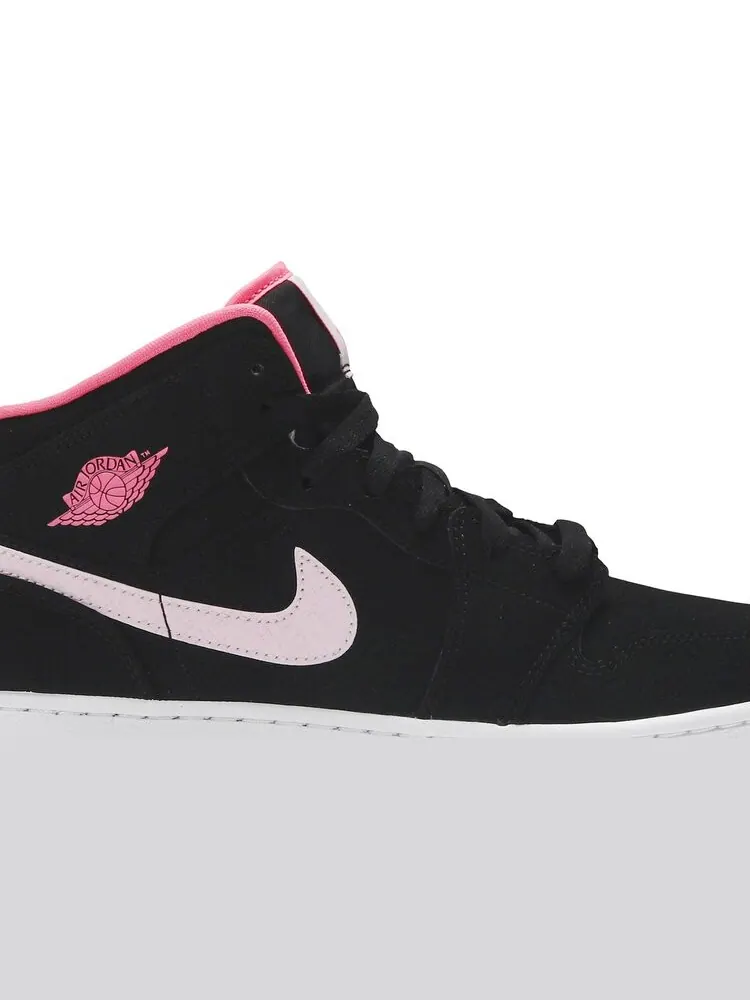 Кроссовки Air Jordan 1 Mid GS Black Digital Pink — изображение 2 из 8, черный