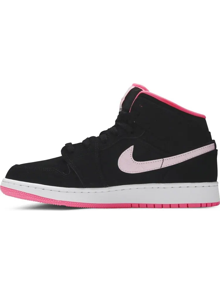 Кроссовки Air Jordan 1 Mid GS Black Digital Pink — изображение 3 из 8, черный