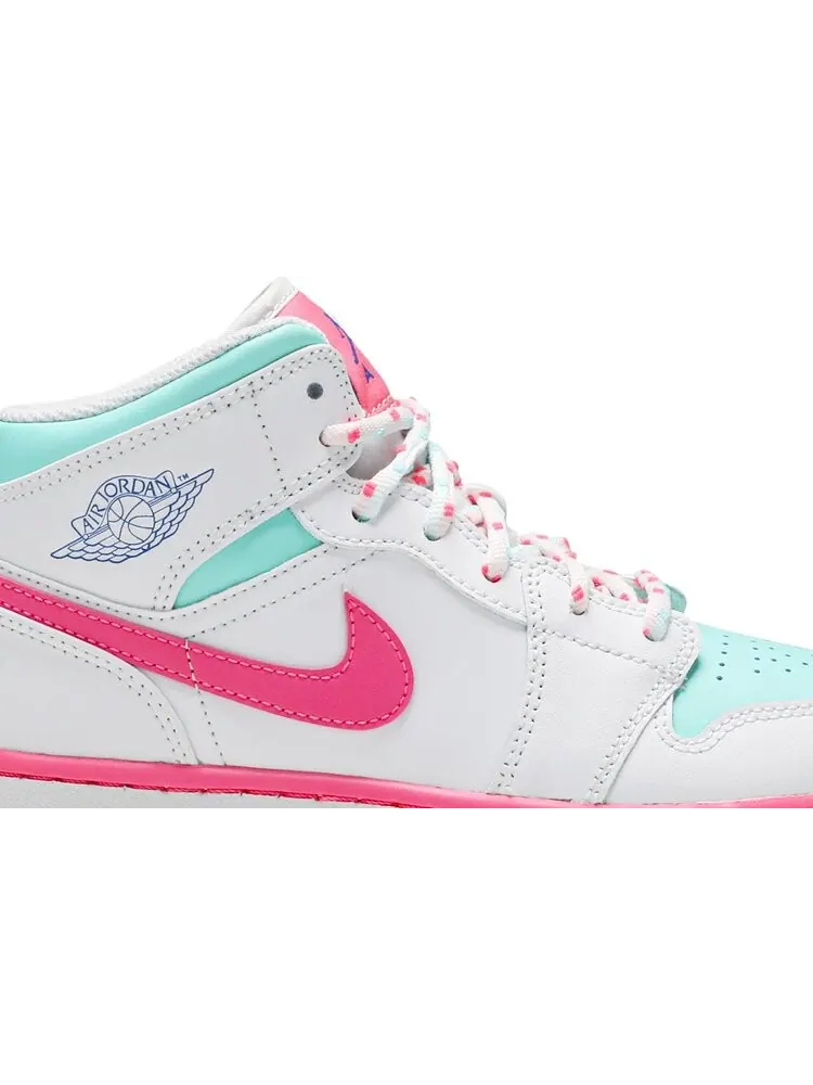 Кроссовки Air Jordan 1 Mid GS Digital Pink — изображение 2 из 8, белый