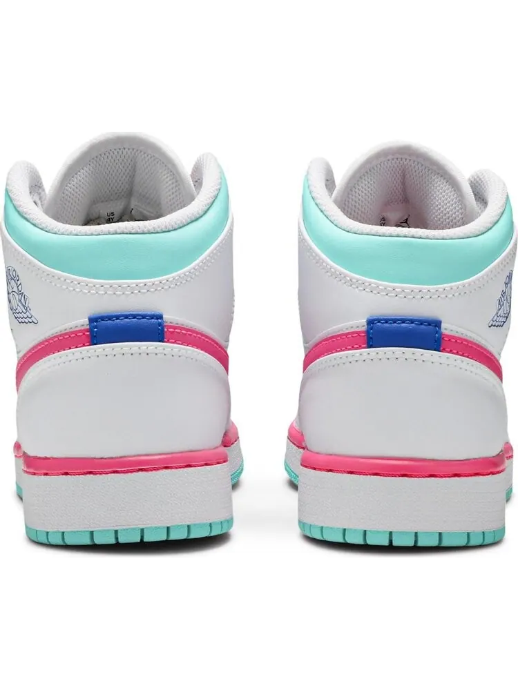 Кроссовки Air Jordan 1 Mid GS Digital Pink — изображение 6 из 8, белый