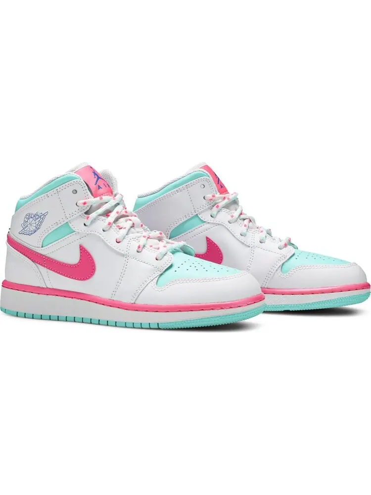 Кроссовки Air Jordan 1 Mid GS Digital Pink — изображение 8 из 8, белый