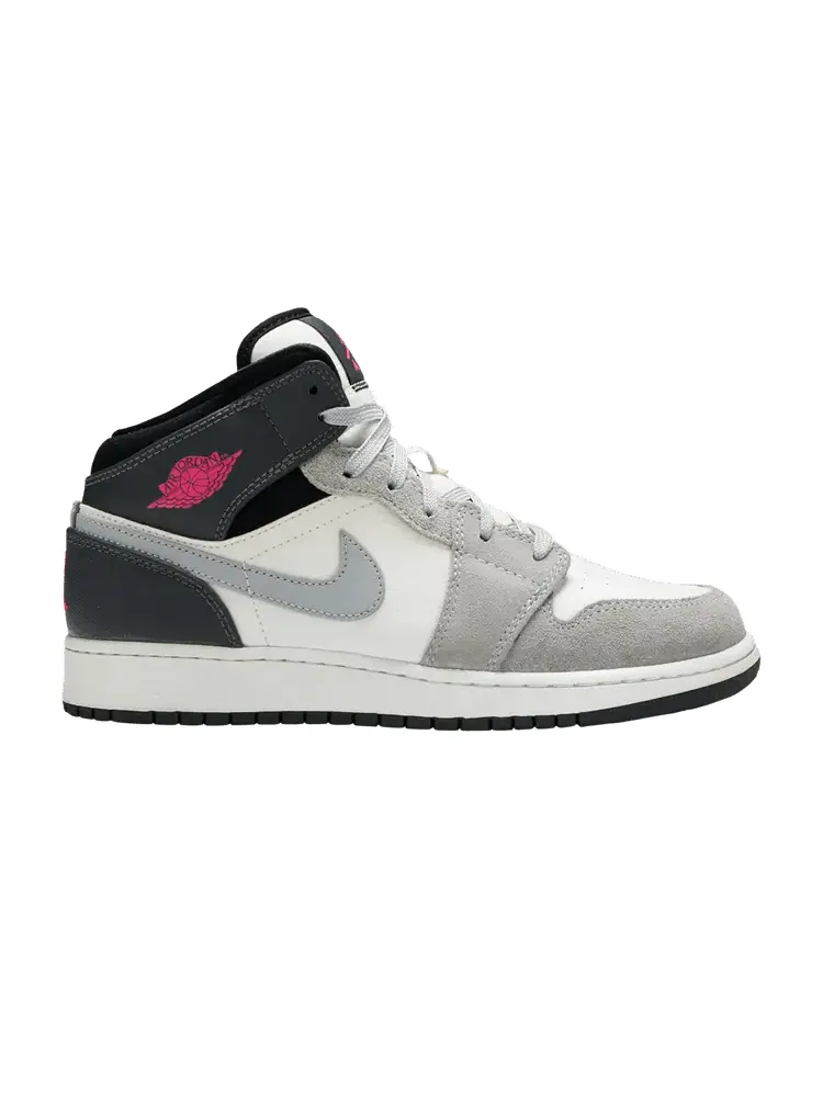 Кроссовки Air Jordan Air Jordan 1 Mid GS 'White Grey Hyper Pink' — изображение 1 из 9