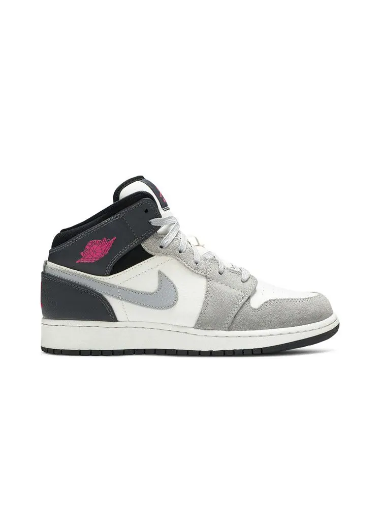 Кроссовки Air Jordan Air Jordan 1 Mid GS 'White Grey Hyper Pink' — изображение 2 из 9