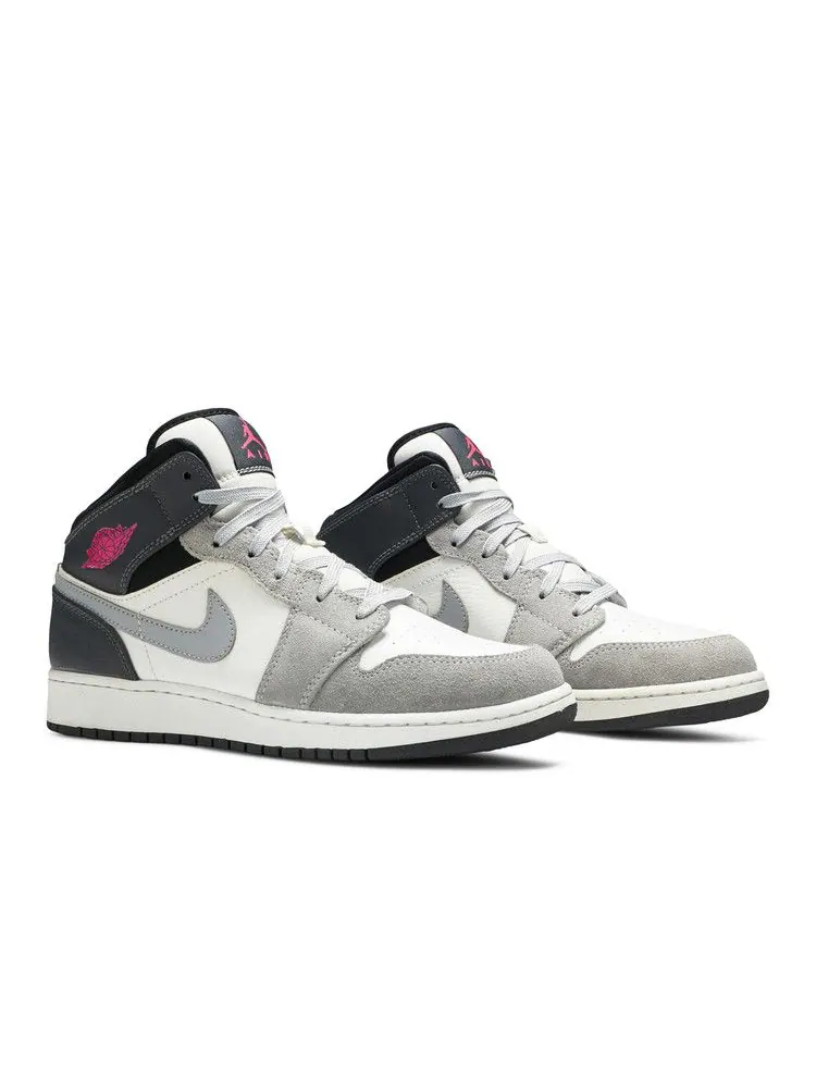 Кроссовки Air Jordan Air Jordan 1 Mid GS 'White Grey Hyper Pink' — изображение 9 из 9