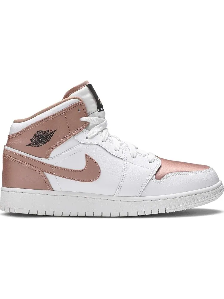 Кроссовки Air Jordan 1 Mid GS White Rose Gold — изображение 1 из 8, розовый