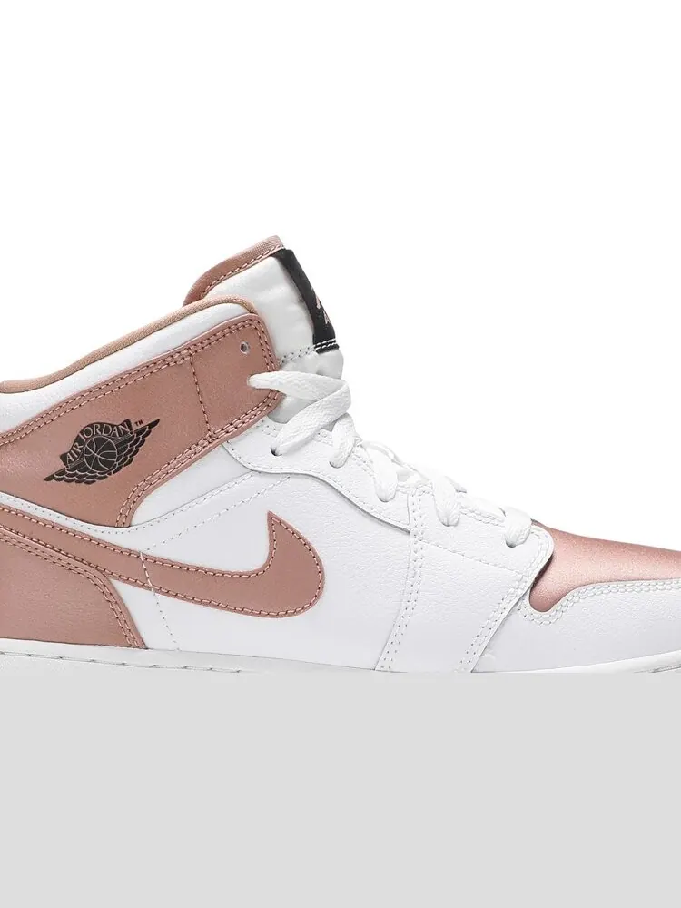 Кроссовки Air Jordan 1 Mid GS White Rose Gold — изображение 2 из 8, розовый