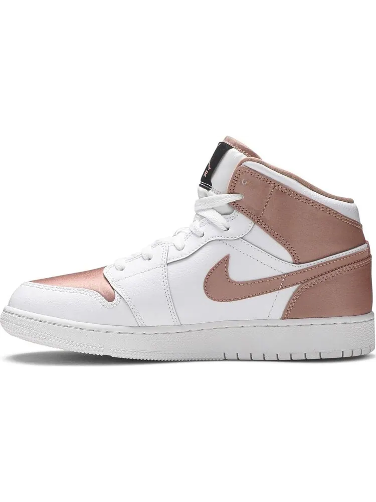 Кроссовки Air Jordan 1 Mid GS White Rose Gold — изображение 3 из 8, розовый