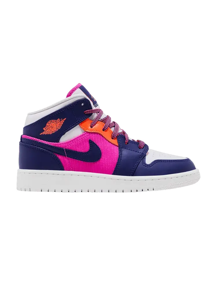 Кроссовки Air Jordan Air Jordan 1 Mid GS 'Regency Purple Fire Pink' — изображение 1 из 9, розовый///фиолетовый