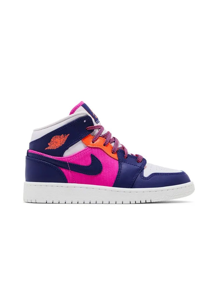 Кроссовки Air Jordan Air Jordan 1 Mid GS 'Regency Purple Fire Pink' — изображение 2 из 9, розовый///фиолетовый