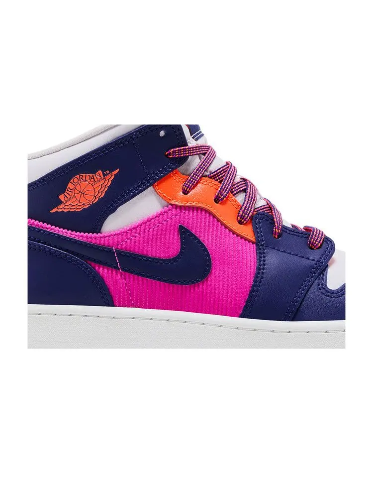 Кроссовки Air Jordan Air Jordan 1 Mid GS 'Regency Purple Fire Pink' — изображение 3 из 9, розовый///фиолетовый
