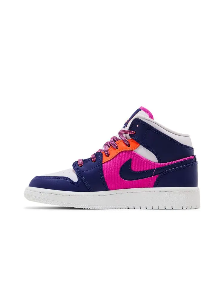 Кроссовки Air Jordan Air Jordan 1 Mid GS 'Regency Purple Fire Pink' — изображение 4 из 9, розовый///фиолетовый