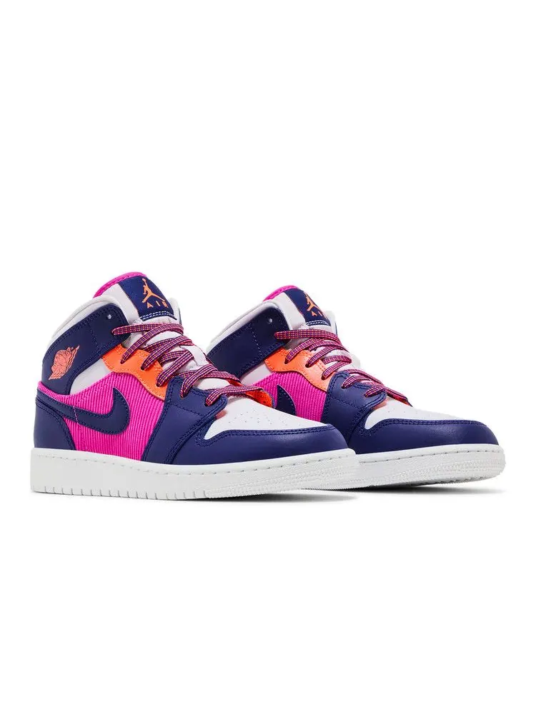Кроссовки Air Jordan Air Jordan 1 Mid GS 'Regency Purple Fire Pink' — изображение 9 из 9, розовый///фиолетовый