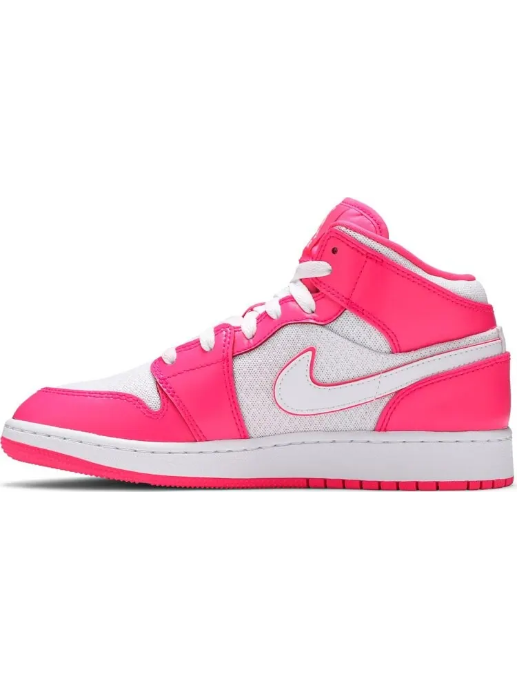 Кроссовки Air Jordan 1 Mid GS Hyper Pink — изображение 3 из 8, розовый