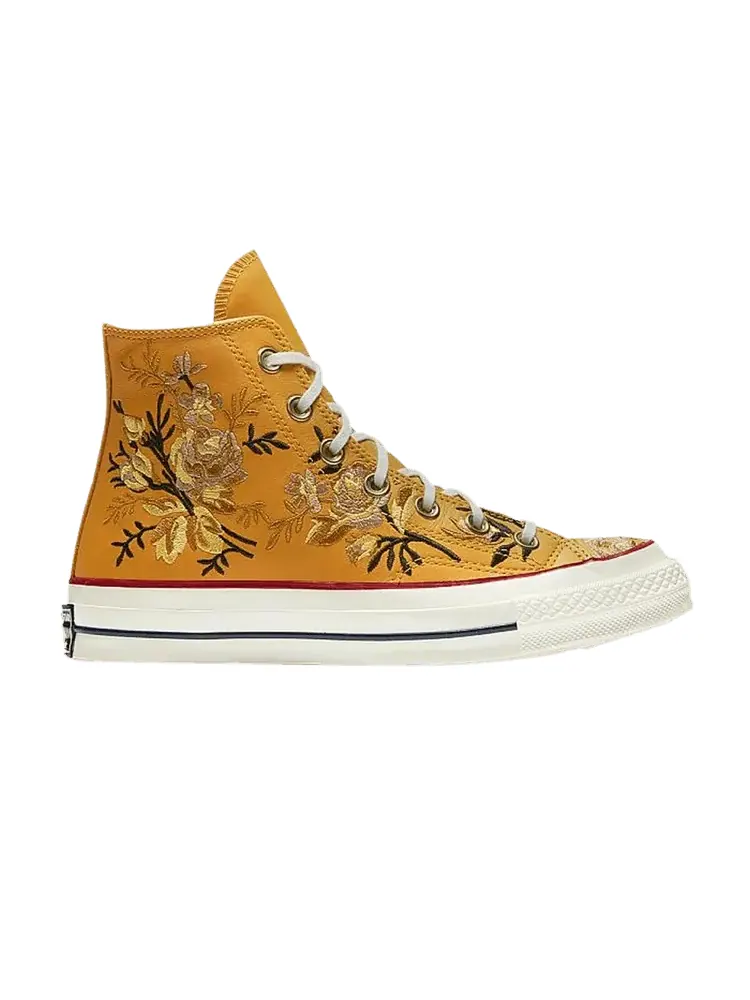 Кроссовки Converse Wmns Chuck 70 High 'Parkway Floral Embroidery - Turmeric Gold' — изображение 1 из 1, золотистый