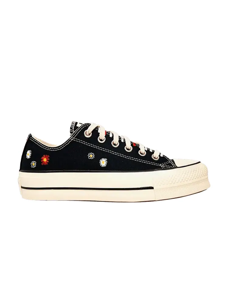 Кроссовки Converse Wmns Chuck Taylor All Star Lift Low 'Daisy Embroidery - Black' — изображение 1 из 1